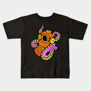 Diving helmet kraken octopus Kids T-Shirt